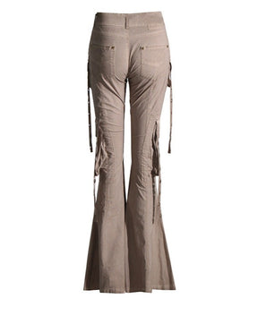 Low-Waisted Slim-Fit Bell-Bottom Retro Tassel Women’s Casual Trousers