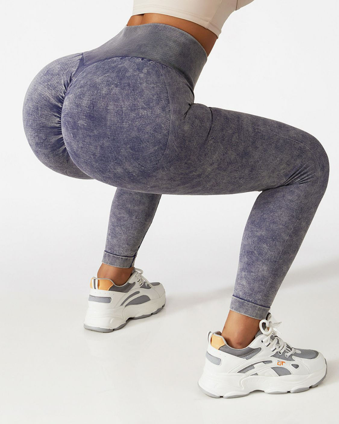 Sport-Leggings mit hoher Taille und Acid-Waschung