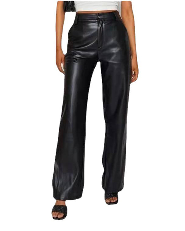 High Elastic Pu Leather Pants For Women