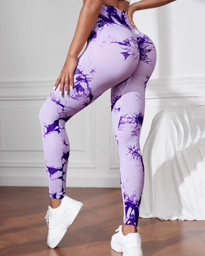 Nahtlose, atmungsaktive, weiche Sport-Leggings mit Batikmuster