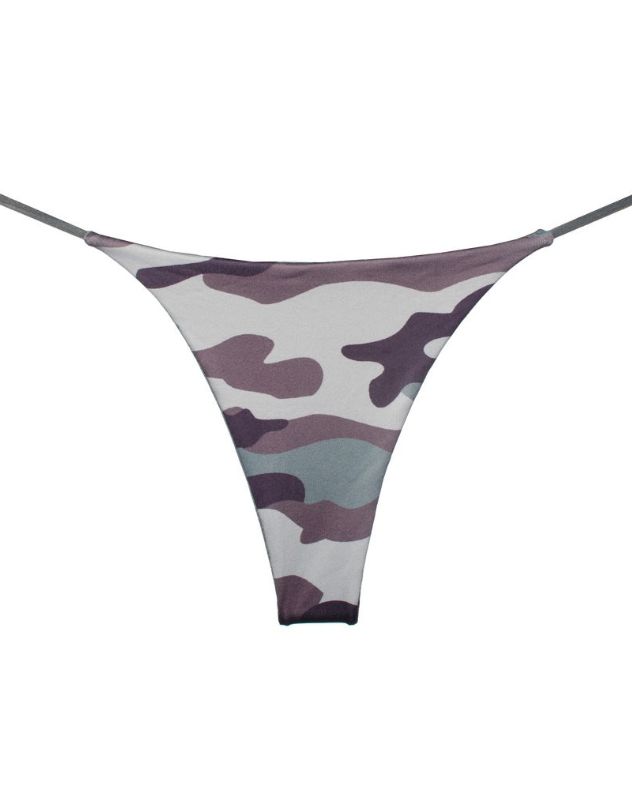 Tanga con espalda en T y estampado de leopardo para mujer