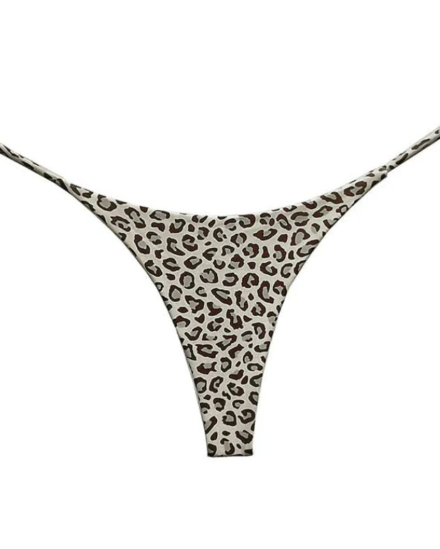 Tanga con espalda en T y estampado de leopardo para mujer