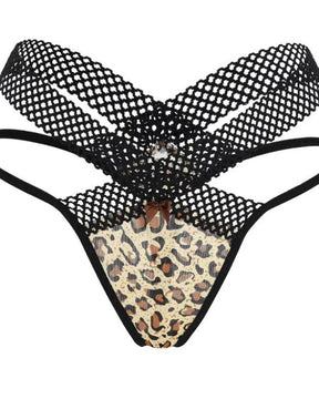 Tangas ultrafinas de encaje sexy con estampado de leopardo para mujer