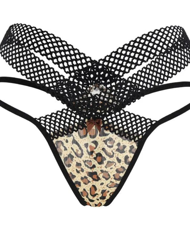 Ultradünne Tangas aus sexy Spitze mit Leopardenmuster für Damen