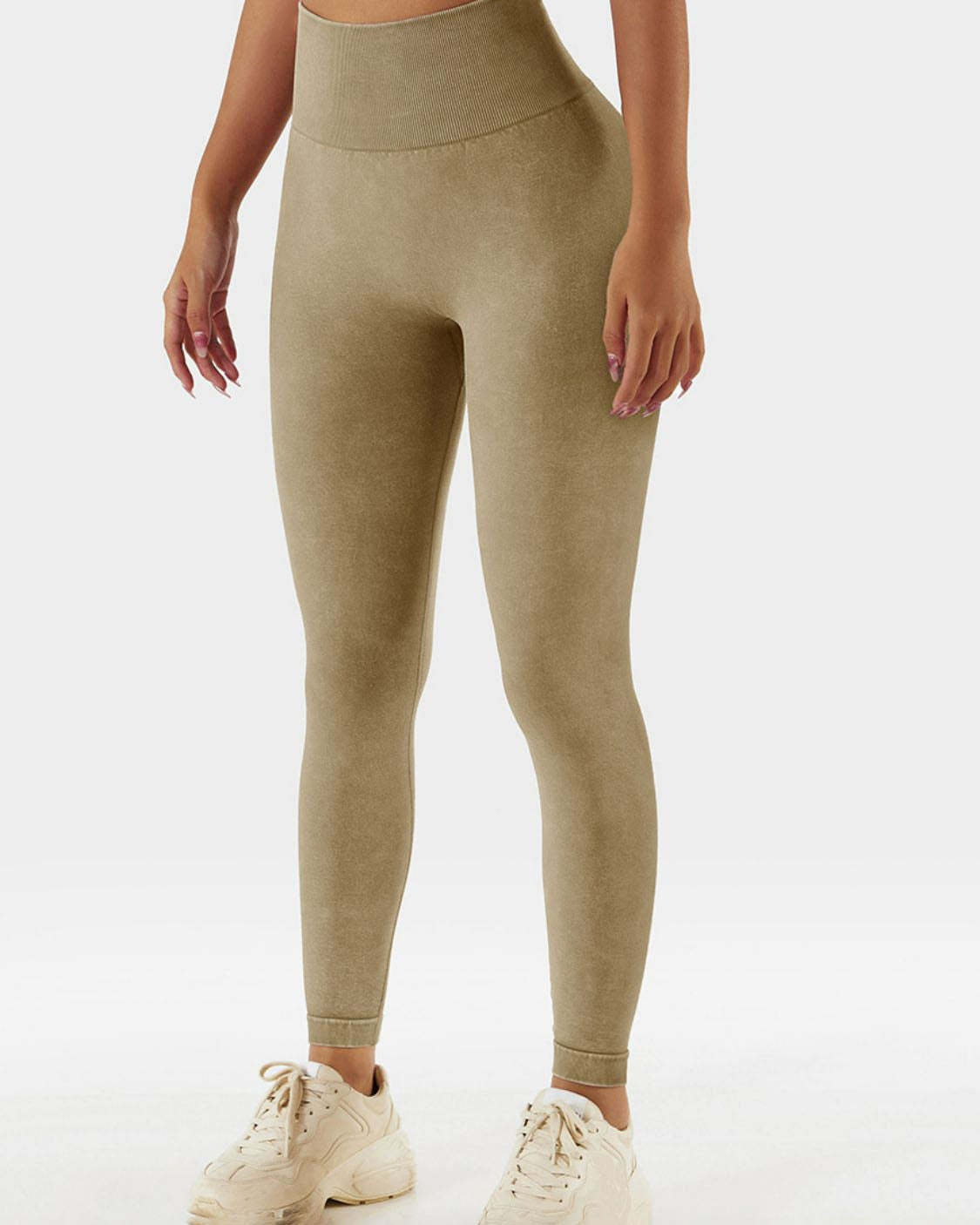 Sport-Leggings mit hoher Taille und Acid-Waschung