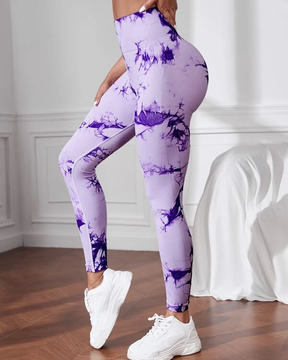 Nahtlose, atmungsaktive, weiche Sport-Leggings mit Batikmuster