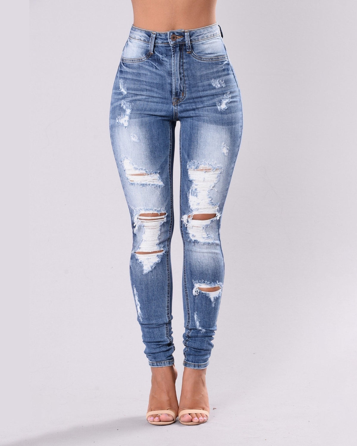 Women's Ripped Elastic Skinny Jeans