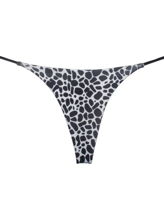 Tanga con espalda en T y estampado de leopardo para mujer