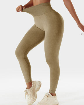 Sport-Leggings mit hoher Taille und Acid-Waschung