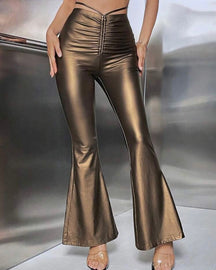 High Waist PU Leather Pants Women