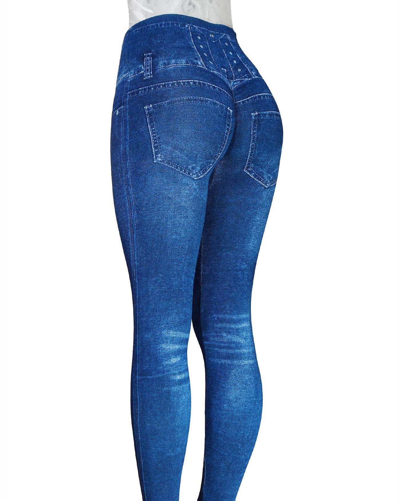 Jeggings tipo leggings scrunch de mezclilla sin costuras de bella azul