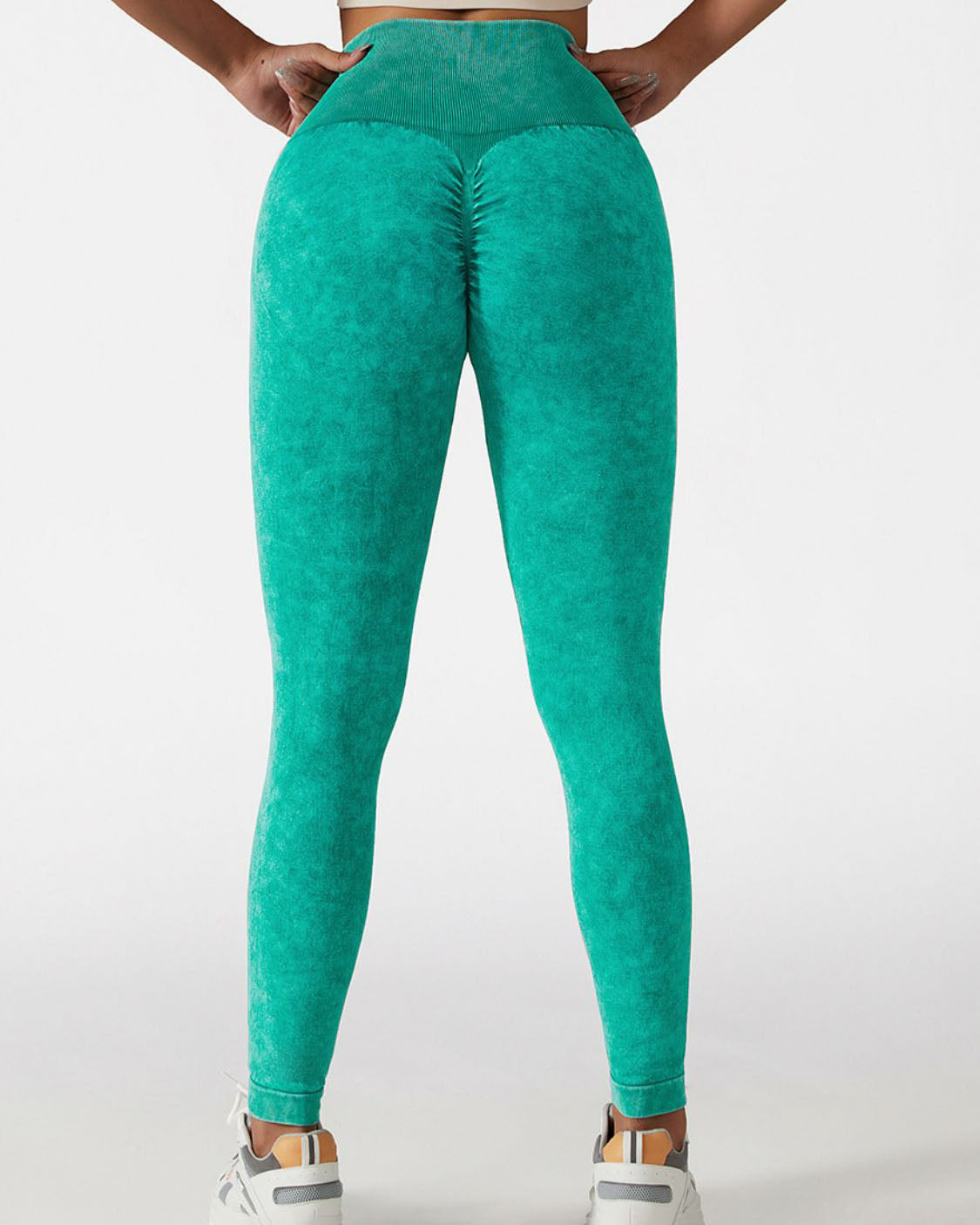 Sport-Leggings mit hoher Taille und Acid-Waschung