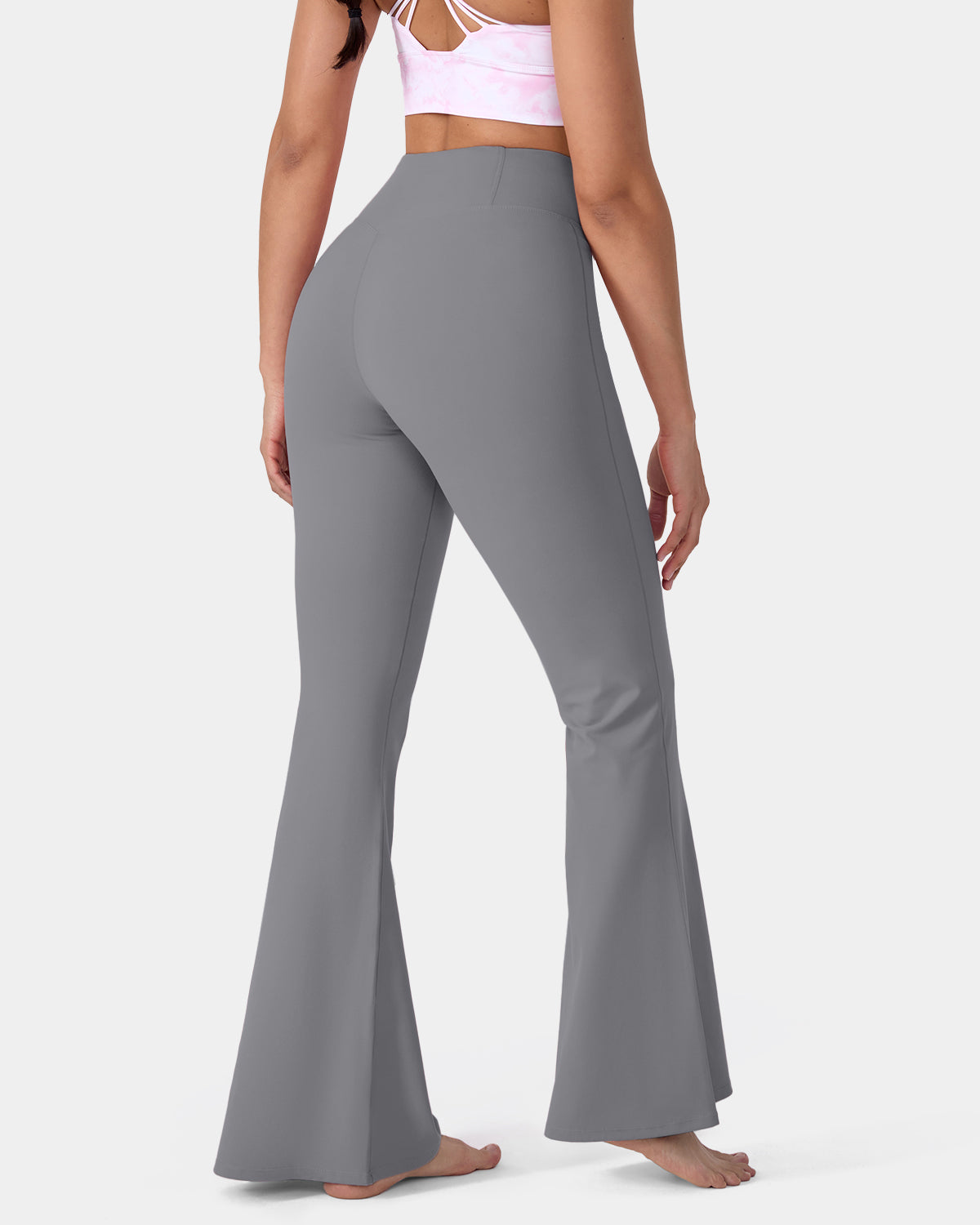 Überkreuzte, hoch taillierte Super Flare-Leggings mit Gesäßtasche