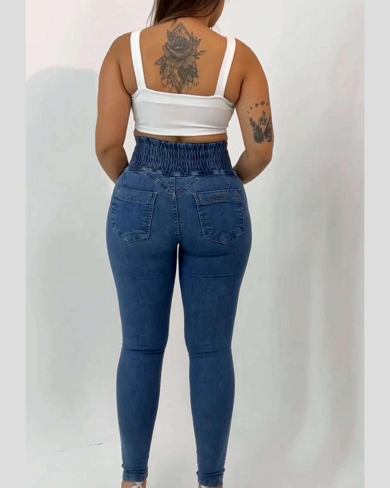 High Rise Skinny Jeans With 3 Single Breasted