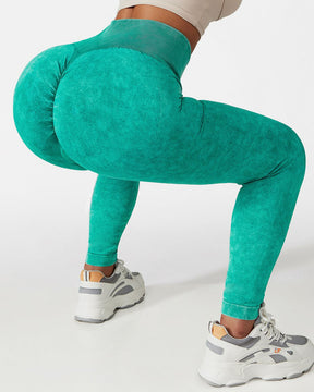 Sport-Leggings mit hoher Taille und Acid-Waschung