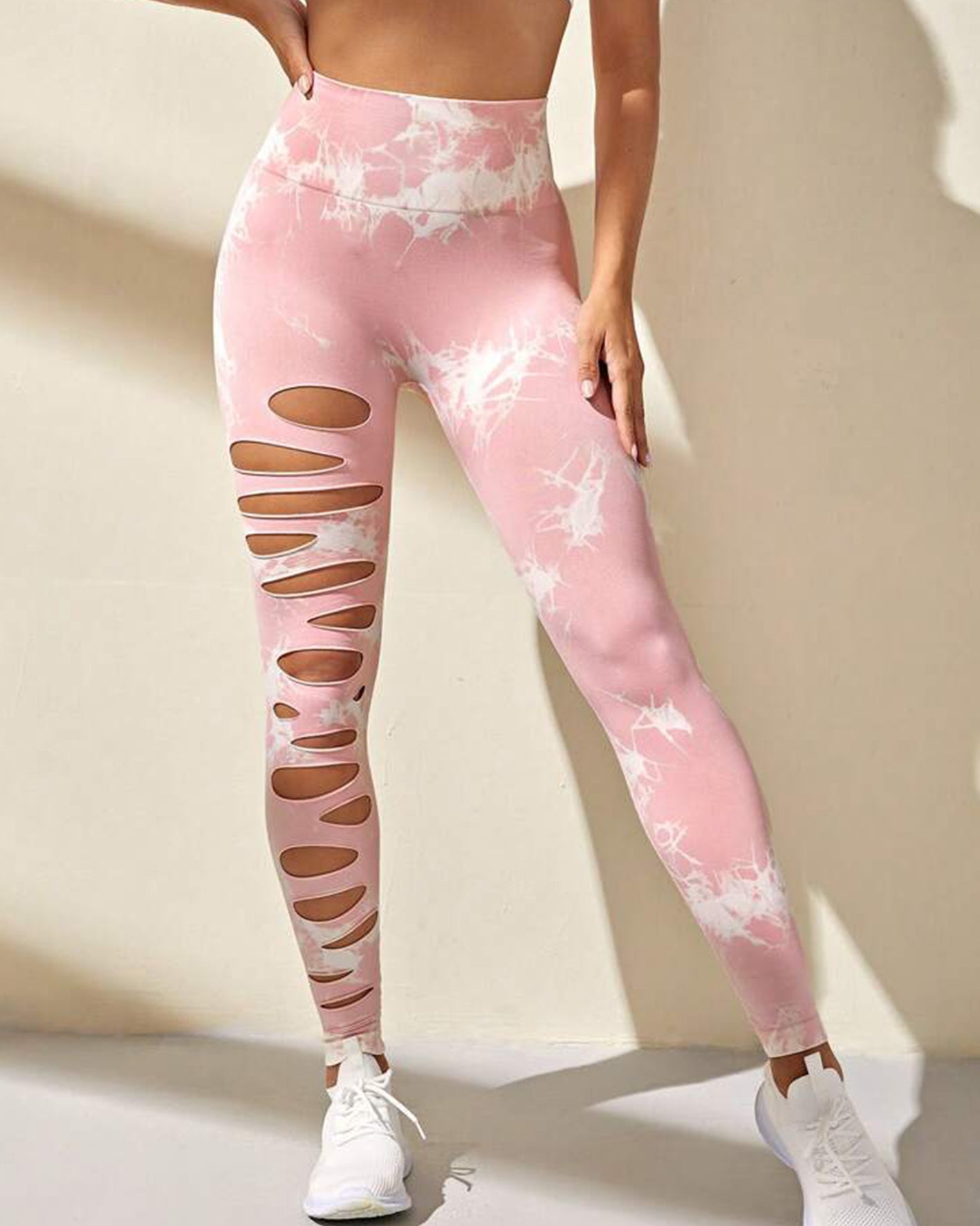 Cut-Out Tie-Dye High-Waisted Hip Lift Yoga Pants