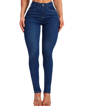 Slim-Fit-Bleistifthose, Stretch-Jeans mit hohem Bund