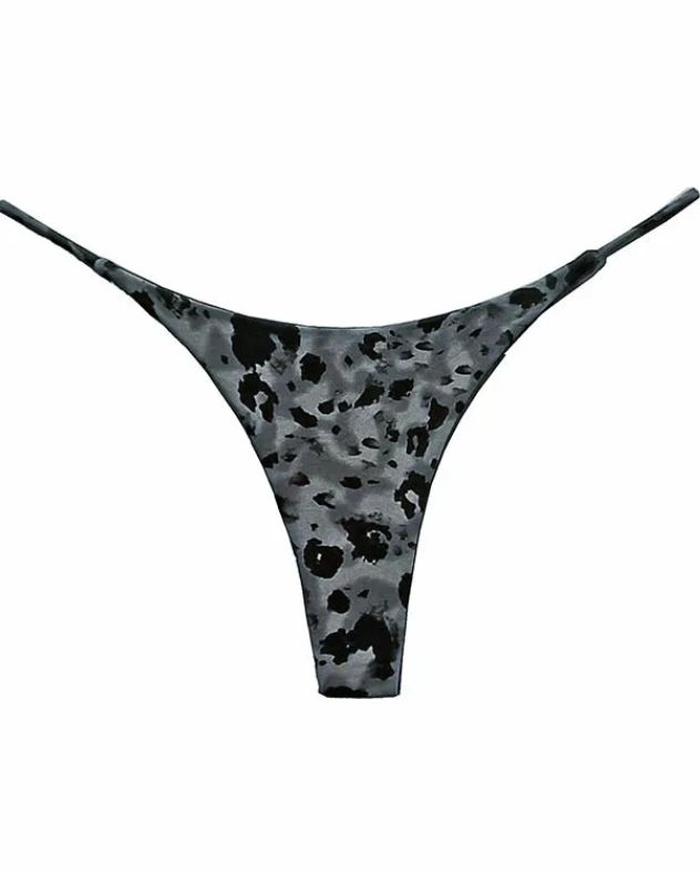 Tanga con espalda en T y estampado de leopardo para mujer