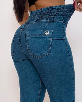 Stretch-elastische Jeans mit hoher Taille