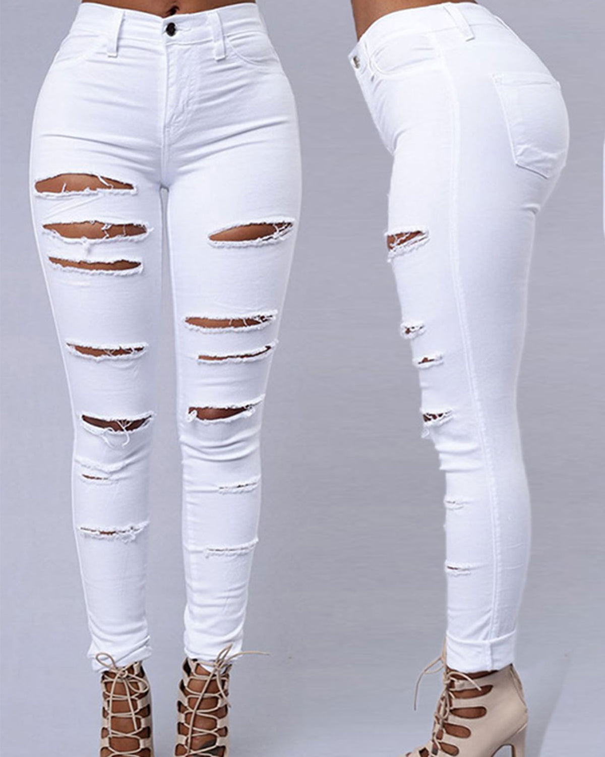 Women's Jeans Stretch Ripped Legs Skinny Niners