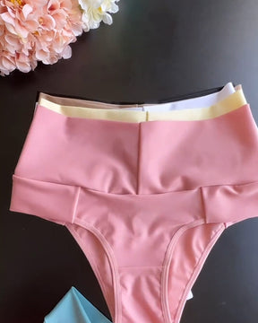 Solid Color High-Waisted Panties