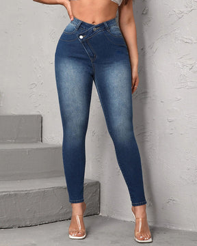 Women's Asymmetrical Wash Skinny Jeans